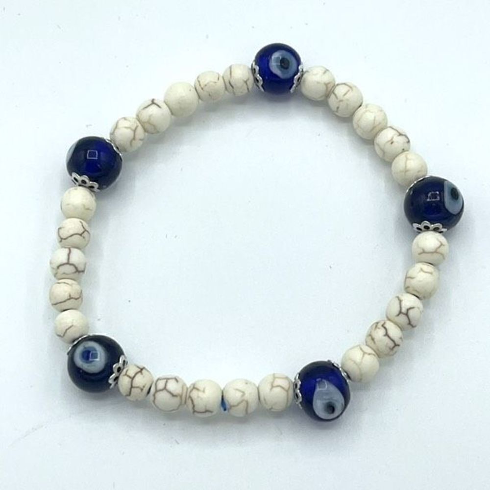 Crystal beaded stretch bracelet ONE NEW evil eye reiki meditation yoga